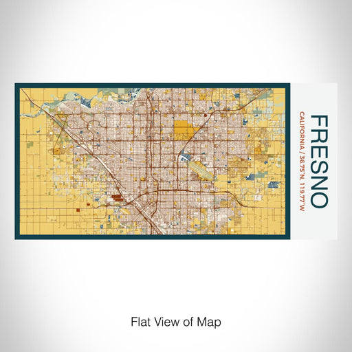 Rendered View of Fresno California Map on 17oz Stainless Steel Insulated Bottle with printed woodblock style map