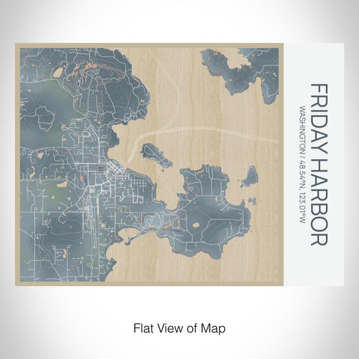 Rendered View of Friday Harbor Washington Map on 20oz Stainless Steel Insulated Bottle with Bamboo Top with printed afternoon style map