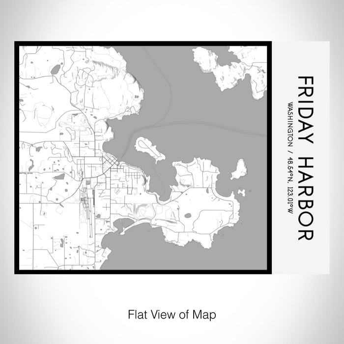 Rendered View of Friday Harbor Washington Map on 20oz Stainless Steel Insulated Bottle with Bamboo Top with printed classic style map
