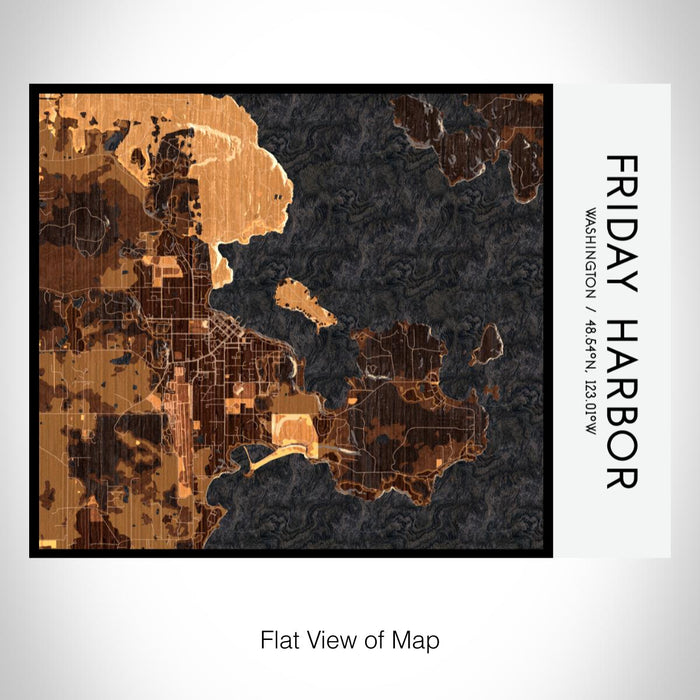 Rendered View of Friday Harbor Washington Map on 20oz Stainless Steel Insulated Bottle with Bamboo Top with printed ember style map