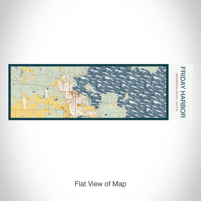 Rendered View of Friday Harbor Washington Map on 10oz Stainless Steel Insulated Cup in Woodblock with Sliding Lid