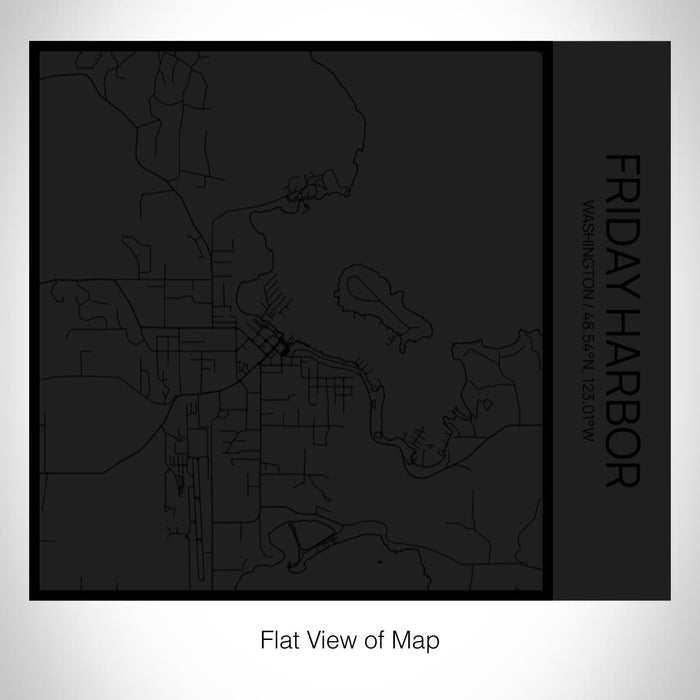 Rendered View of Friday Harbor Washington Map on 17oz Stainless Steel Insulated Tumbler in Matte Black with Tactile Lines