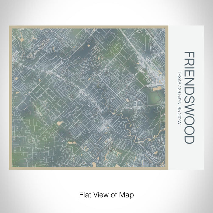 Rendered View of Friendswood Texas Map on 20oz Stainless Steel Insulated Bottle with Bamboo Top with printed afternoon style map