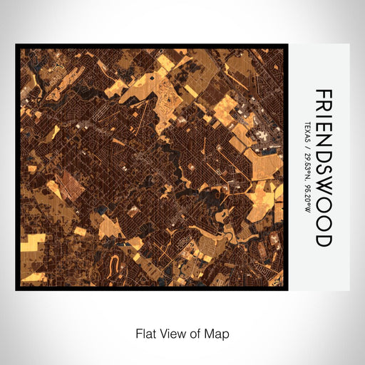 Rendered View of Friendswood Texas Map on 20oz Stainless Steel Insulated Bottle with Bamboo Top with printed ember style map