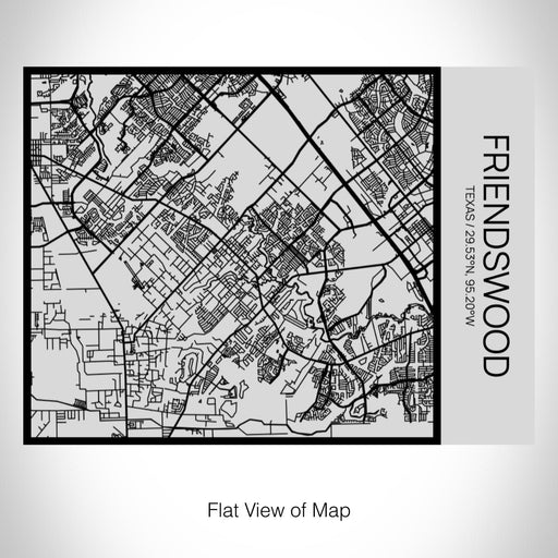 Rendered View of Friendswood Texas Map on 20oz Stainless Steel Insulated Bottle with Bamboo Top with printed Tactile Lines Map in Black