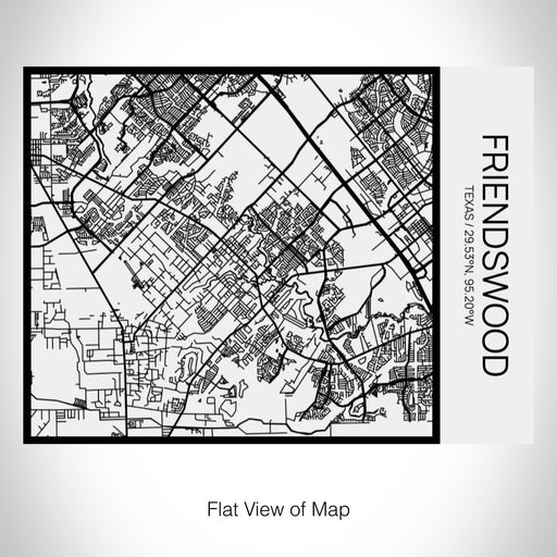 Rendered View of Friendswood Texas Map on 20oz Stainless Steel Insulated Bottle with Bamboo Top in Matte White with printed Tactile Lines Map in Black