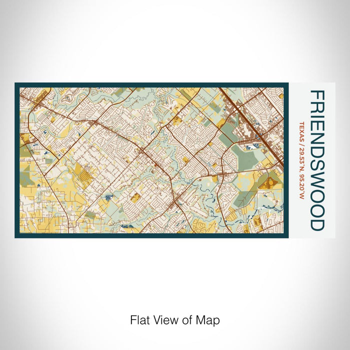 Rendered View of Friendswood Texas Map on 17oz Stainless Steel Insulated Bottle with printed woodblock style map