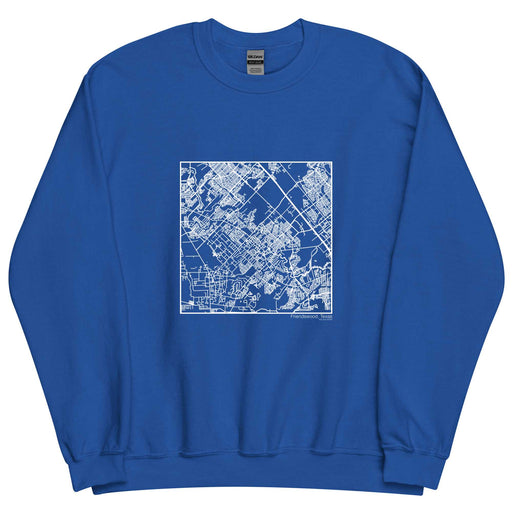 Friendswood Texas  Map Unisex Crewneck Sweater with City inscription in Royal Blue