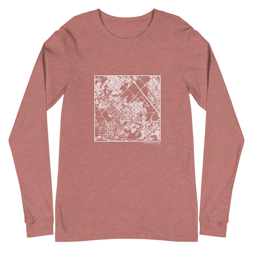 Friendswood Texas  Map Unisex Long-Sleeve T-shirt with City inscription in Heather Mauve