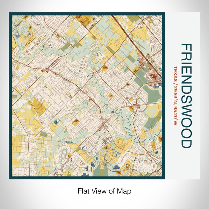 Rendered View of Friendswood Texas Map on 17oz Stainless Steel Insulated Tumbler in Woodblock Map Style