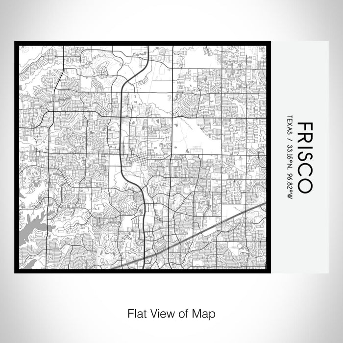 Rendered View of Frisco Texas Map on 20oz Stainless Steel Insulated Bottle with Bamboo Top with printed classic style map