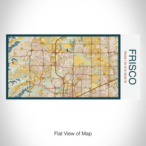 Rendered View of Frisco Texas Map on 17oz Stainless Steel Insulated Bottle with printed woodblock style map