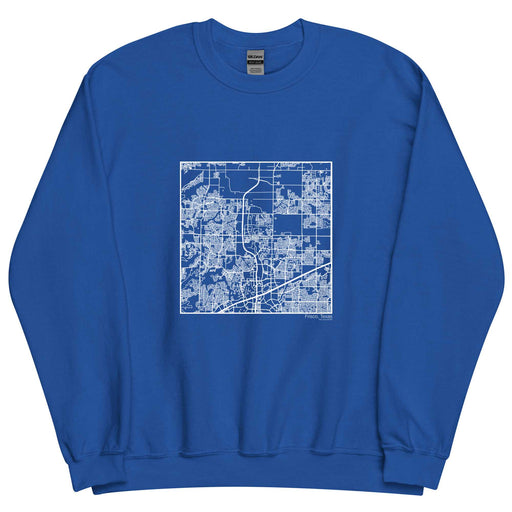 Frisco Texas  Map Unisex Crewneck Sweater with City inscription in Royal Blue