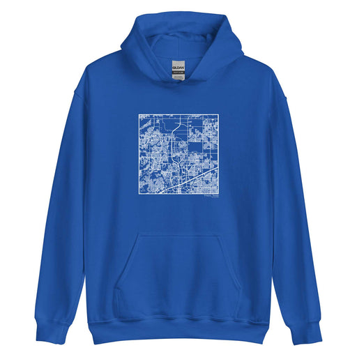 Frisco Texas  Map Unisex Hoodie Sweater with City inscription in Royal Blue