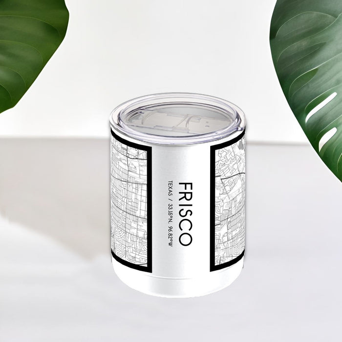 Frisco Texas Custom City Map Inscription Coordinates on 10oz Stainless Steel Insulated Cup in Classic with Sliding Lid