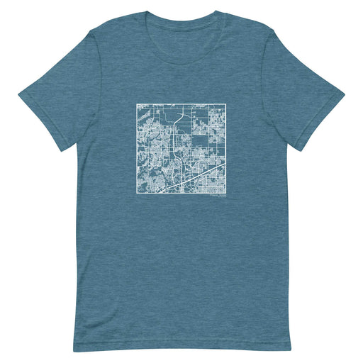 Frisco Texas  Map Unisex T-Shirt with City inscription in Heather Teal