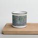 Front View Custom Front Royal Virginia Map Enamel Mug in Afternoon on Cutting Board