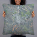 Person holding 22x22 Custom Front Royal Virginia Map Throw Pillow in Afternoon