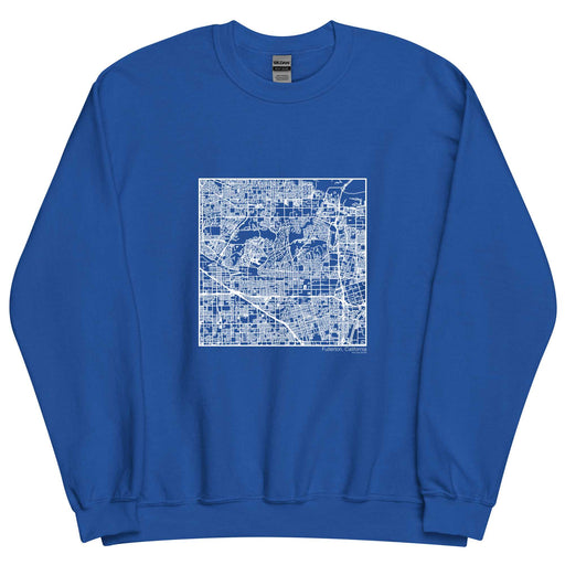 Fullerton California  Map Unisex Crewneck Sweater with City inscription in Royal Blue