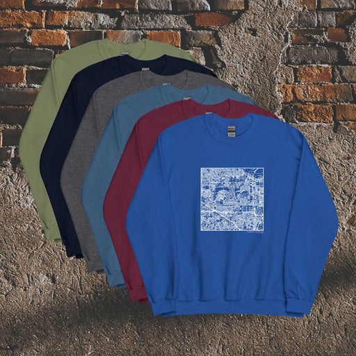 Fullerton California  Map Unisex Crewneck Sweaters in Multiple Colors