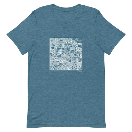 Fullerton California  Map Unisex T-Shirt with City inscription in Heather Teal