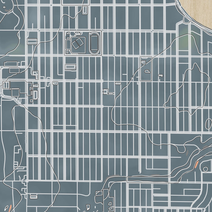 Fulton Minneapolis Map Print in Afternoon Style Zoomed In Close Up Showing Details