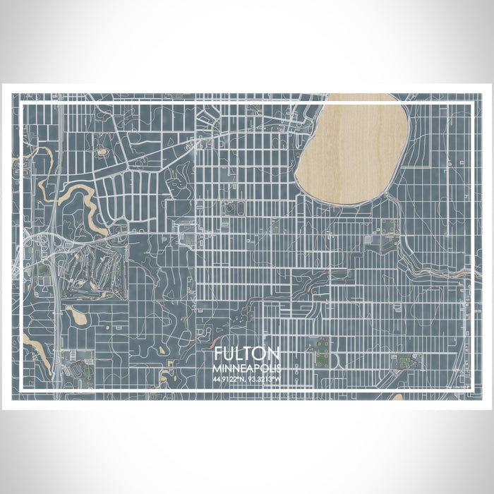 Fulton Minneapolis Map Print Landscape Orientation in Afternoon Style With Shaded Background