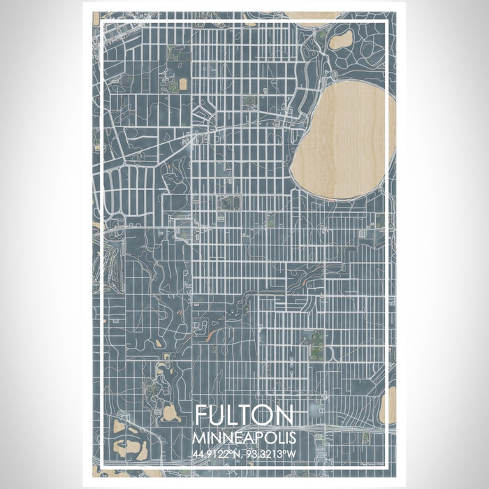 Fulton Minneapolis Map Print Portrait Orientation in Afternoon Style With Shaded Background