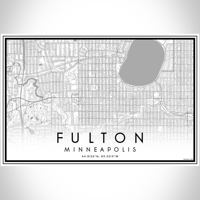 Fulton Minneapolis Map Print Landscape Orientation in Classic Style With Shaded Background