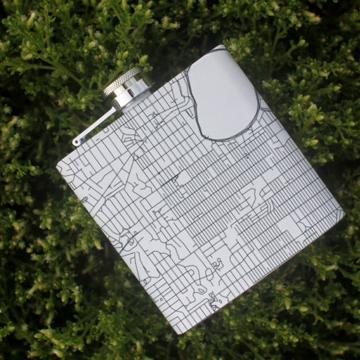 Fulton Minneapolis Custom Engraved City Map Inscription Coordinates on 6oz Stainless Steel Flask in White