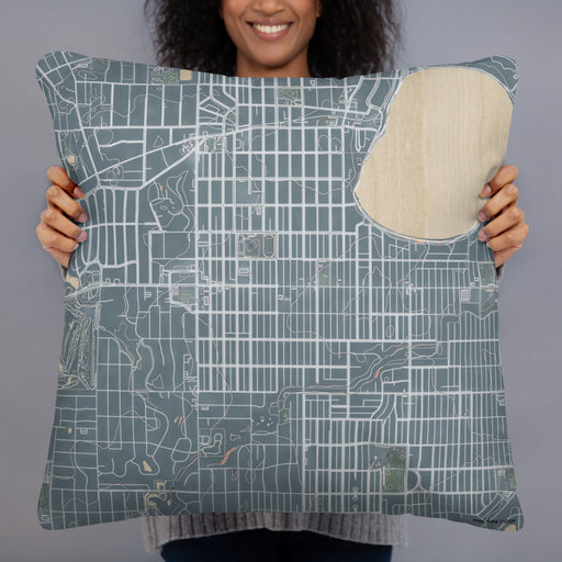 Person holding 22x22 Custom Fulton Minnesota Map Throw Pillow in Afternoon