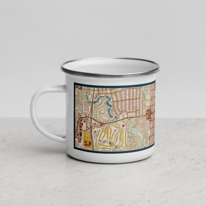 Left View Custom Fulton Minnesota Map Enamel Mug in Woodblock