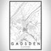 Gadsden Alabama Map Print Portrait Orientation in Classic Style With Shaded Background