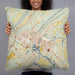 Person holding 22x22 Custom Gadsden Alabama Map Throw Pillow in Woodblock