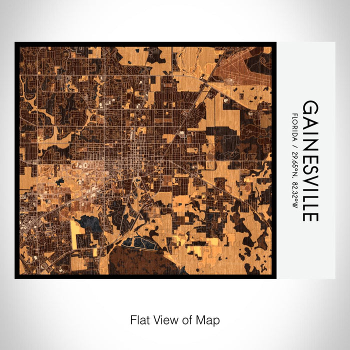 Rendered View of Gainesville Florida Map on 20oz Stainless Steel Insulated Bottle with Bamboo Top with printed ember style map