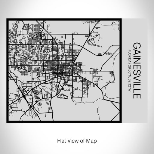 Rendered View of Gainesville Florida Map on 20oz Stainless Steel Insulated Bottle with Bamboo Top with printed Tactile Lines Map in Black