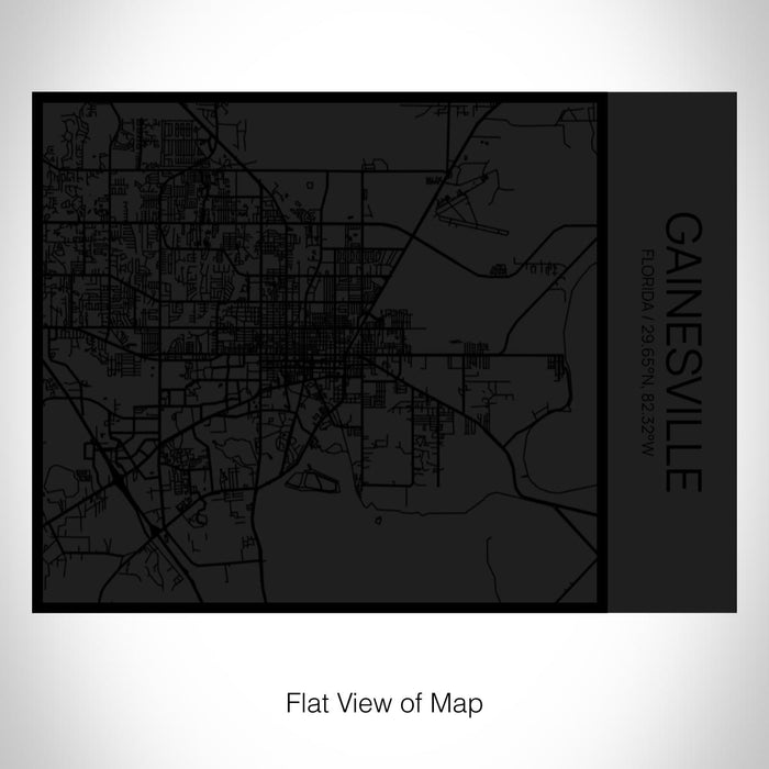 Rendered View of Gainesville Florida Map on 20oz Stainless Steel Insulated Bottle with Bamboo Top in Matte Black with printed Tactile Lines Map in Black