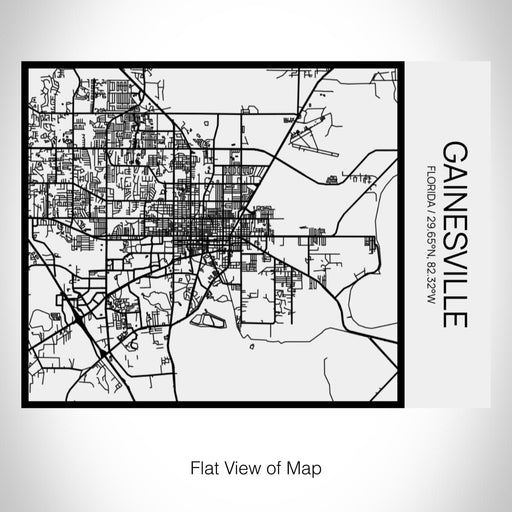 Rendered View of Gainesville Florida Map on 20oz Stainless Steel Insulated Bottle with Bamboo Top in Matte White with printed Tactile Lines Map in Black