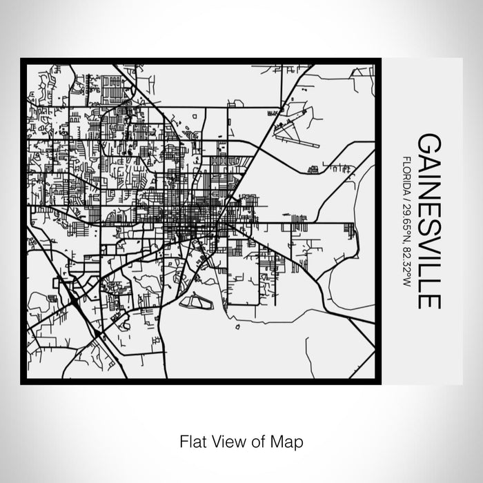 Rendered View of Gainesville Florida Map on 20oz Stainless Steel Insulated Bottle with Bamboo Top in Matte White with printed Tactile Lines Map in Black