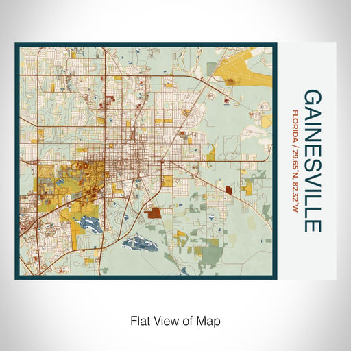 Rendered View of Gainesville Florida Map on 20oz Stainless Steel Insulated Bottle with Bamboo Top with printed woodblock style map