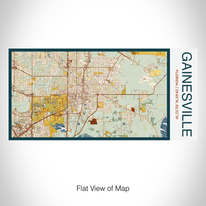Rendered View of Gainesville Florida Map on 17oz Stainless Steel Insulated Bottle with printed woodblock style map