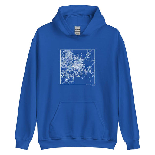 Gainesville Florida  Map Unisex Hoodie Sweater with City inscription in Royal Blue