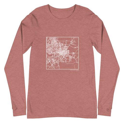 Gainesville Florida  Map Unisex Long-Sleeve T-shirt with City inscription in Heather Mauve