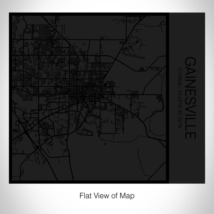 Rendered View of Gainesville Florida Map on 17oz Stainless Steel Insulated Tumbler in Matte Black with Tactile Lines