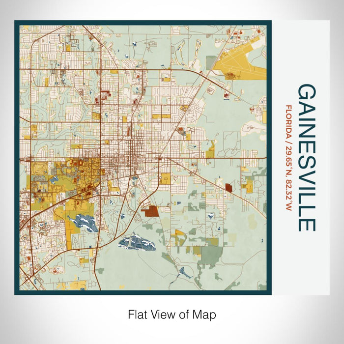 Rendered View of Gainesville Florida Map on 17oz Stainless Steel Insulated Tumbler in Woodblock Map Style