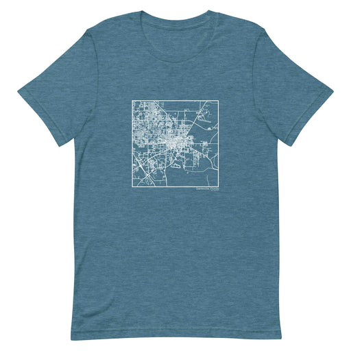 Gainesville Florida  Map Unisex T-Shirt with City inscription in Heather Teal