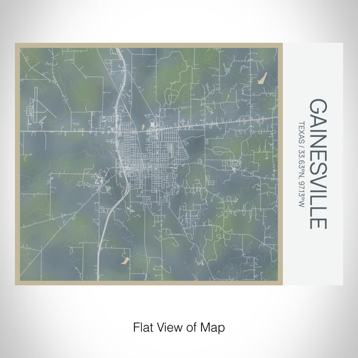 Rendered View of Gainesville Texas Map on 20oz Stainless Steel Insulated Bottle with Bamboo Top with printed afternoon style map