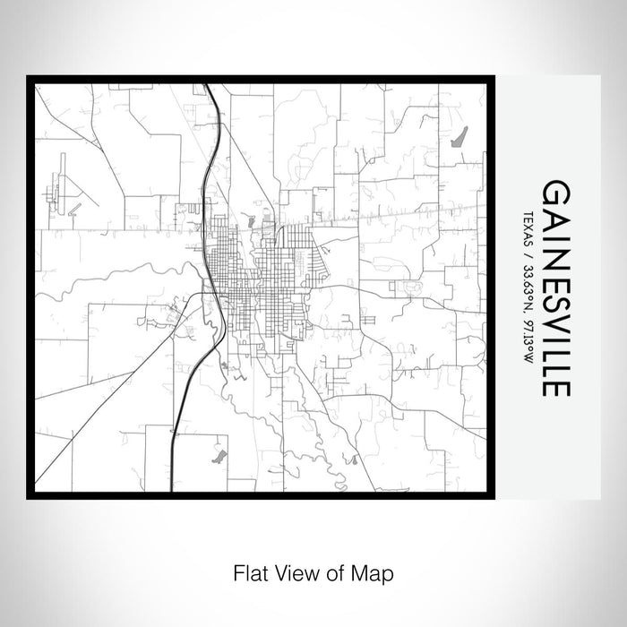 Rendered View of Gainesville Texas Map on 20oz Stainless Steel Insulated Bottle with Bamboo Top with printed classic style map