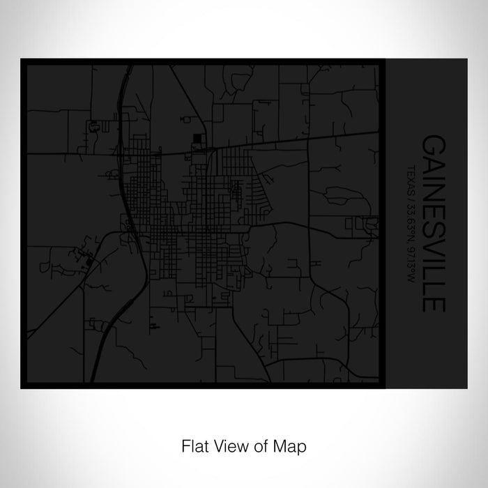 Rendered View of Gainesville Texas Map on 20oz Stainless Steel Insulated Bottle with Bamboo Top in Matte Black with printed Tactile Lines Map in Black