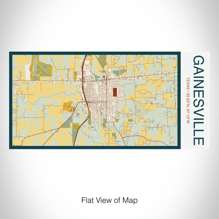 Rendered View of Gainesville Texas Map on 17oz Stainless Steel Insulated Bottle with printed woodblock style map